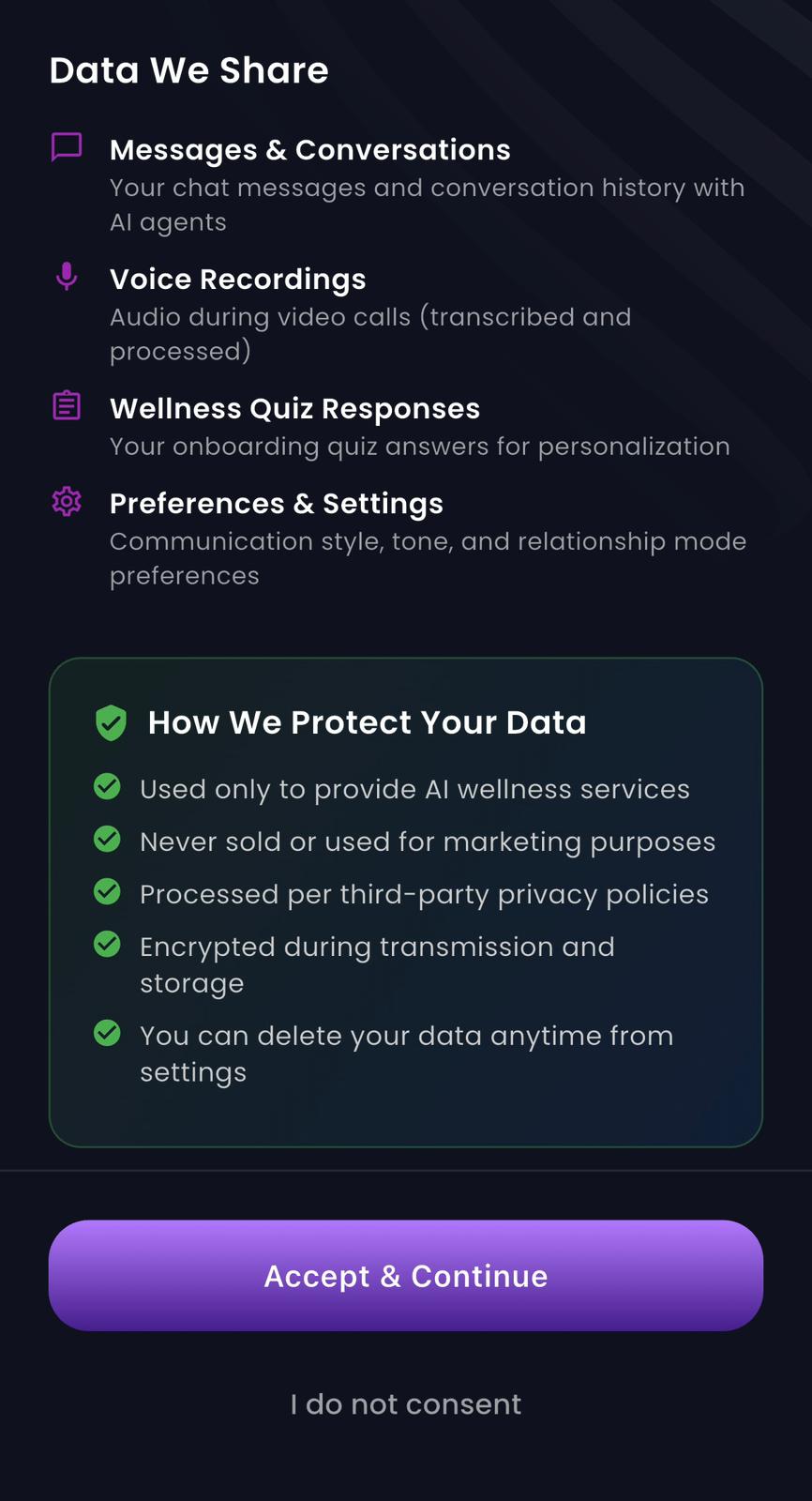 Personalized Profile — TrinityCore.AI Product Interface